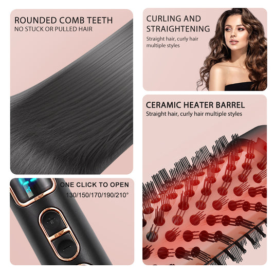 Adjustable temperature ceramic electric hair curling comb