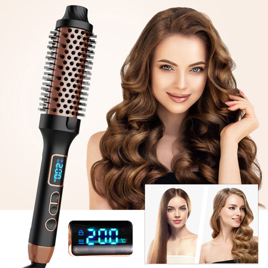 Adjustable temperature ceramic electric hair curling comb